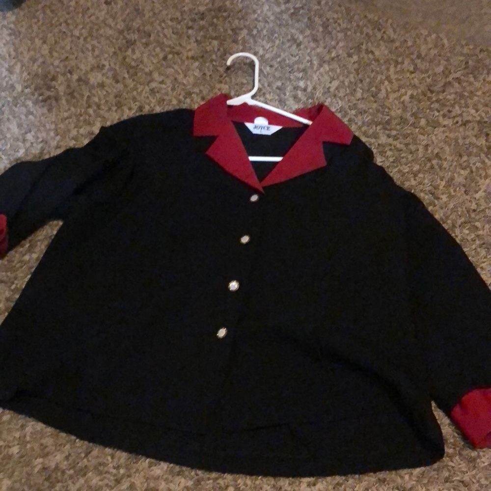 black and red cropped button up